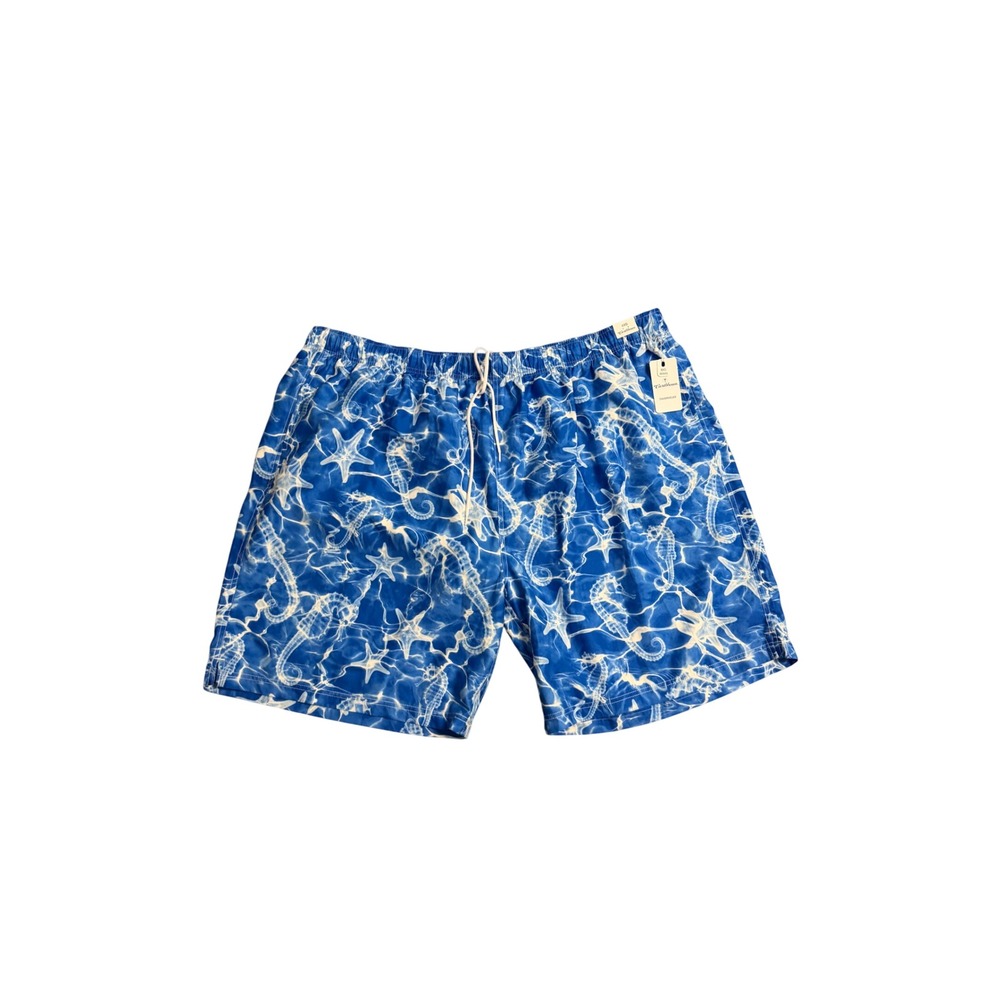 874. Caribbean Men's Blue Swim Trunks Drawstring Shorts Size 4XL Pull On